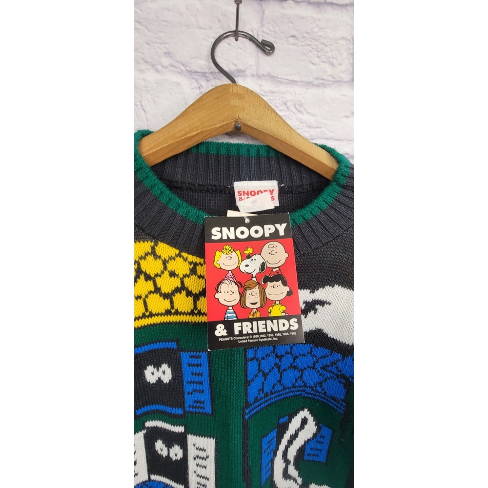 Vintage‎ Snoopy sz Large Halloween Sweater Woodstock BOO Haunted House USA NEW - Picture 2 of 9